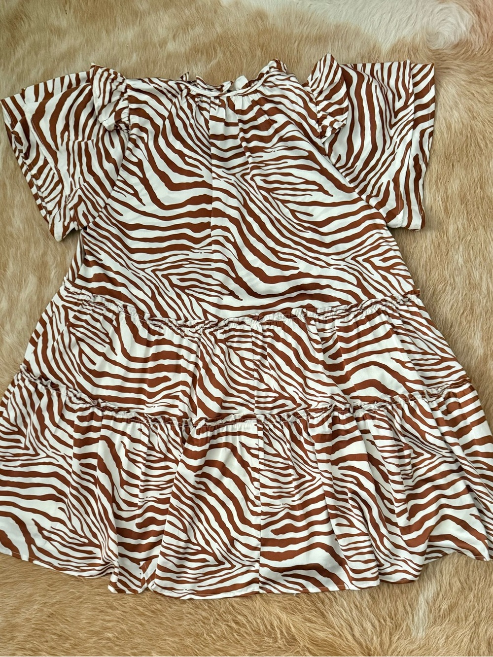 entro Brown and White Zebra-Stripe Tiered Babydoll Dress - Picture 2 of 3